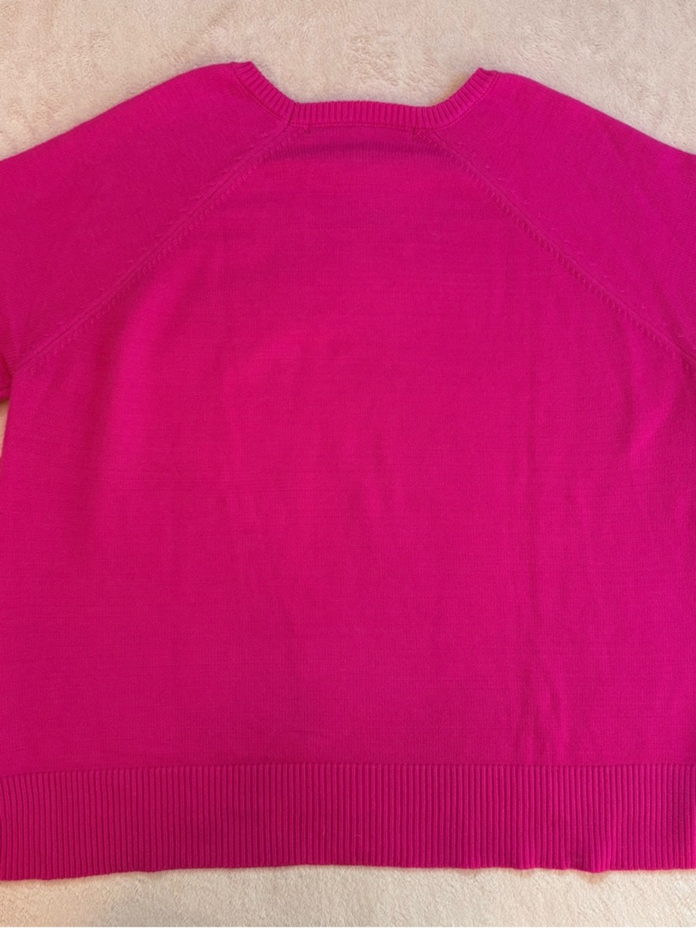 Aqua x Kerri Rosenthal Collab Hot Pink Crewneck Sweater with Heart Patch Sz XL - Picture 3 of 9